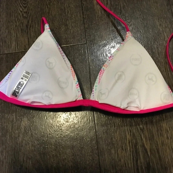 Victorias Secret PINK Multicolor Dot Design Triangle Bikini Top Size Medium - Picture 5 of 5